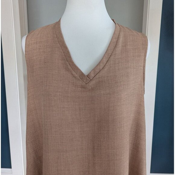 Lagenlook Tan Linen Blend Sleeveless Summer Dress Size 4-6 - Picture 2 of 10